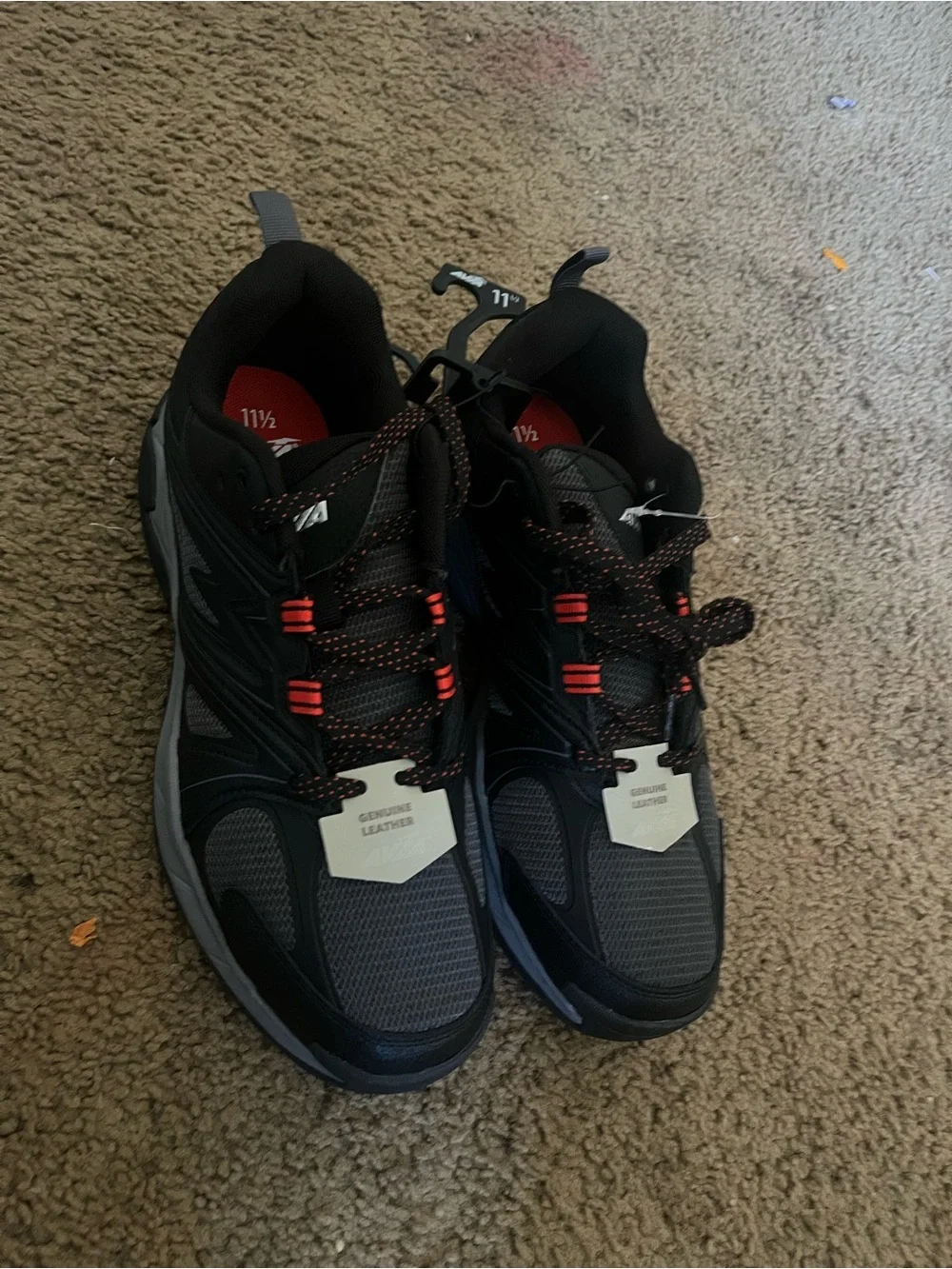 Avia Men's Black & Gray Athletic Shoes with Red Insoles